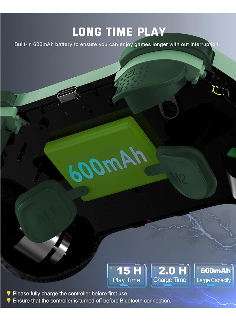 وحدة تحكم ألعاب متنقلة لأجهزة iPad/iPhone/Tablet، جهاز تحكم سحابي عن بعد لجهاز التحكم على iOS/Android، وحدة تحكم لاسلكية لـ Switch مع أزرار ماكرو/عصا تحكم هول/زناد هول/اهتزاز مزدوج (أخضر) - Image 5