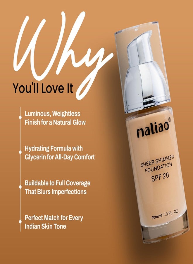 Maliao Sheer Radiance Shimmer Foundation Cream SPF 20 - Illuminate Your Beauty (01) - Image 2