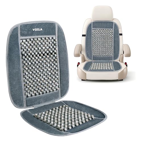 Voila Wooden Beads Velvet Seat Cover for Car Acupressure Design Universal Size Grey - Image 2