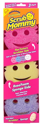 Scrub Daddy Scrub Mommy Sponges Dish Scrubber NonScratch Cleaning Sponges Kitchen Bathroom MultiSurface Safe DualSided Dish Sponges for Scrubbing Online Exclusive 3 Count