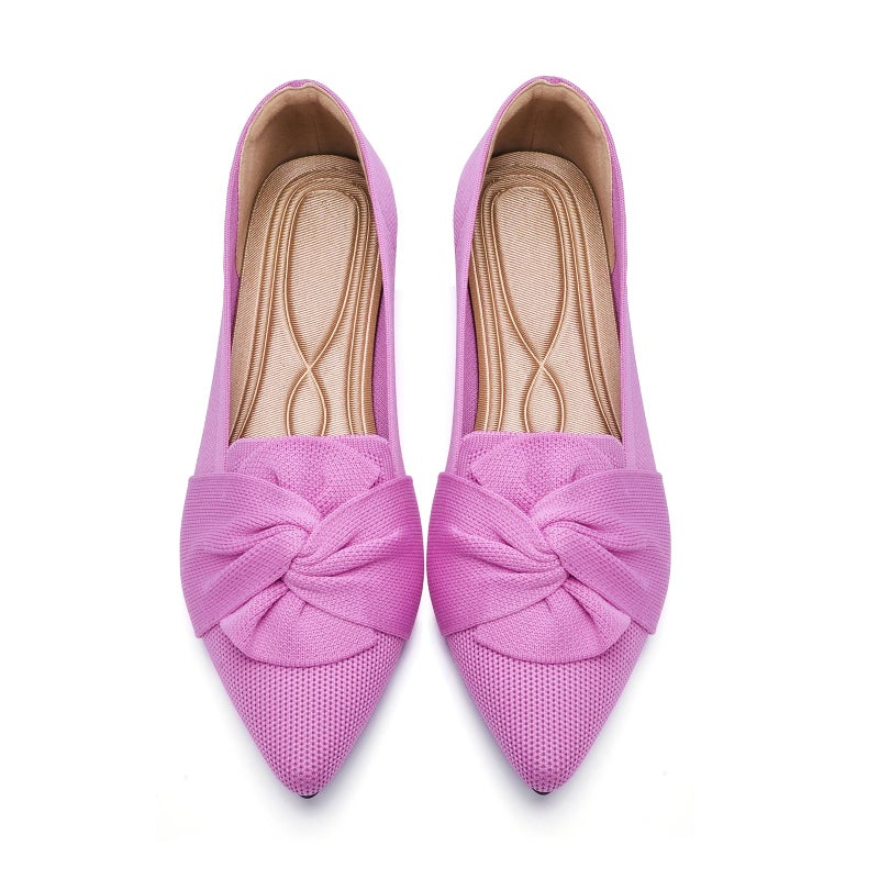 HIULYCENCE Flats for Women Pointed Toe Ballet Flats Brethable Comfortable Knit Dressy Csual for Work Office Pink US9 - Image 1
