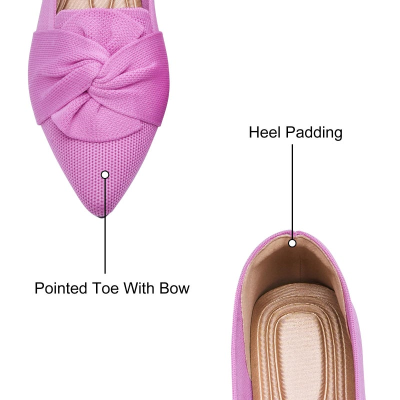 HIULYCENCE Flats for Women Pointed Toe Ballet Flats Brethable Comfortable Knit Dressy Csual for Work Office Pink US9 - Image 4