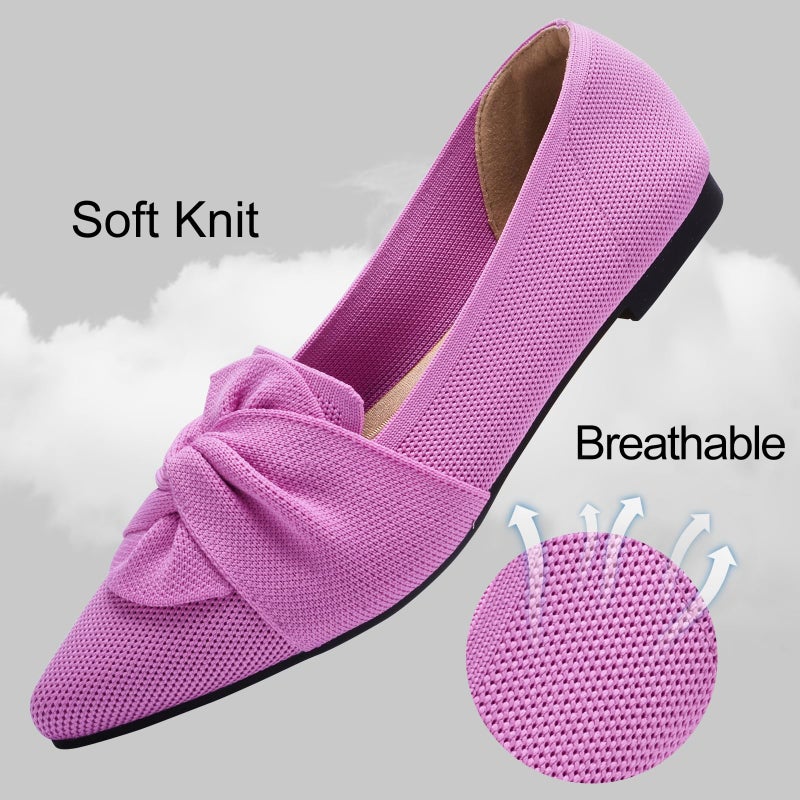 HIULYCENCE Flats for Women Pointed Toe Ballet Flats Brethable Comfortable Knit Dressy Csual for Work Office Pink US9 - Image 5
