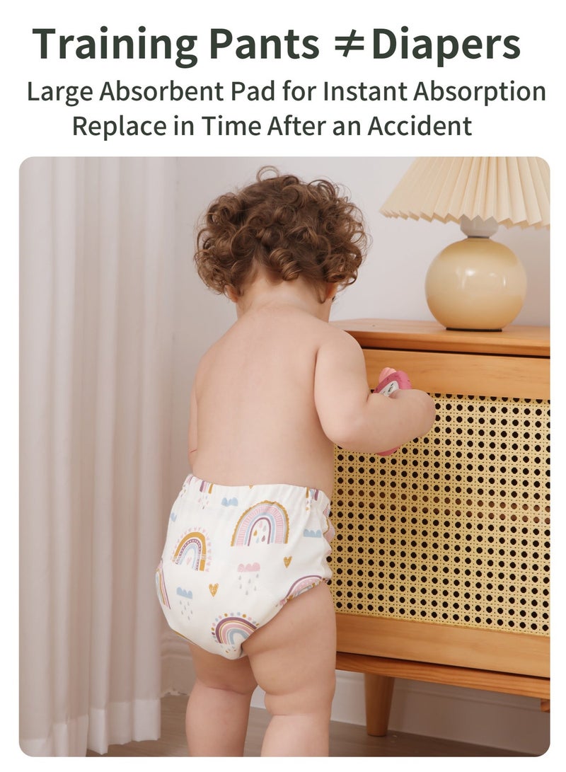 انسولار 3 حزم من سراويل التدريب على استخدام الحمام للأطفال، سراويل تدريب للأطفال من 6 طبقات من الشاش، سراويل تعليمية قابلة للغسل من القطن الخالص، حفاضات قماشية للأطفال الصغار (متعددة الألوان، مقاس L) - Image 3