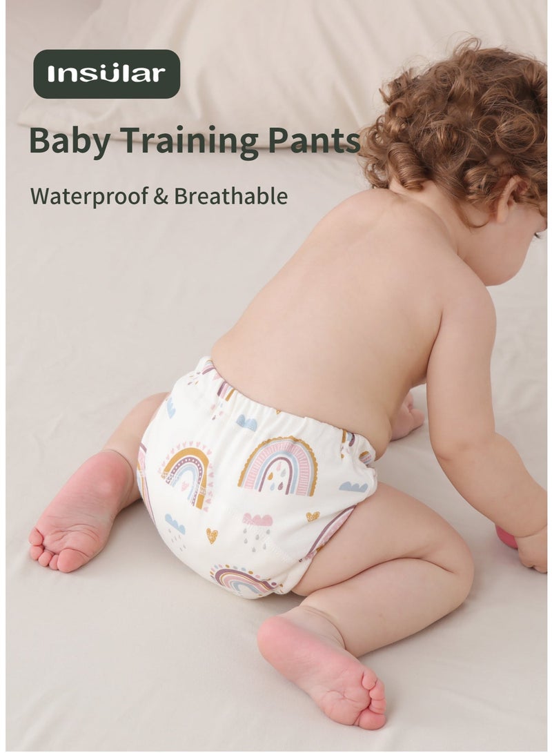 انسولار 3 حزم من سراويل التدريب على استخدام الحمام للأطفال، سراويل تدريب للأطفال من 6 طبقات من الشاش، سراويل تعليمية قابلة للغسل من القطن الخالص، حفاضات قماشية للأطفال الصغار (متعددة الألوان، مقاس L) - Image 2
