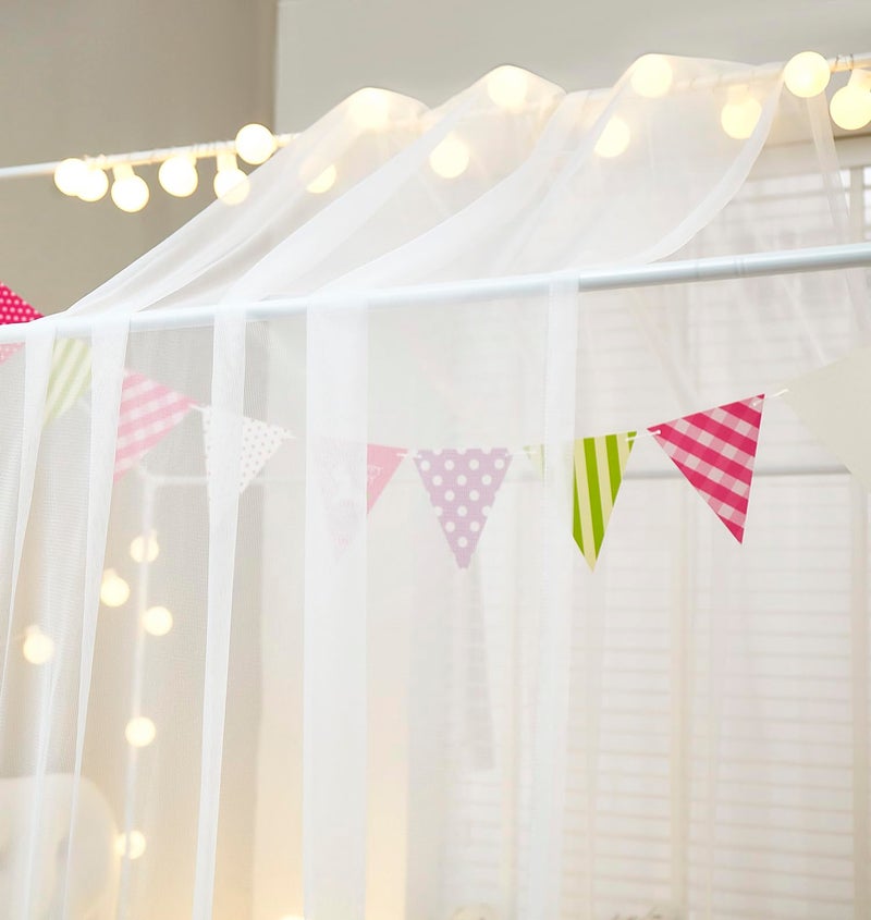 Mengersi House Bed Canopy Bed Curtains with Lights,Montessori Floor Bed Canopy for Girls Boys,Four Poster Bed Curtains House Bed Decoration (Twin/Twin XL, White) - Image 5