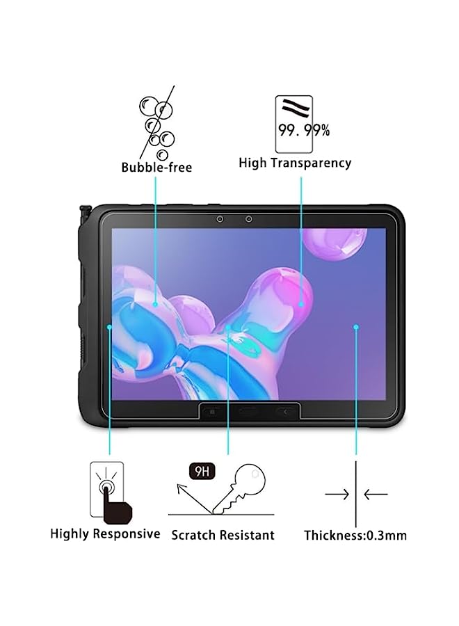 HuHa واقي شاشة من الزجاج المقوى من HuHa، متوافق مع قطعة واحدة لجهاز Galaxy Tab Active Pro T545 / Active4 Pro 9H 0.3 مم، فيلم زجاجي مقوى مقاوم للانفجار - Image 2