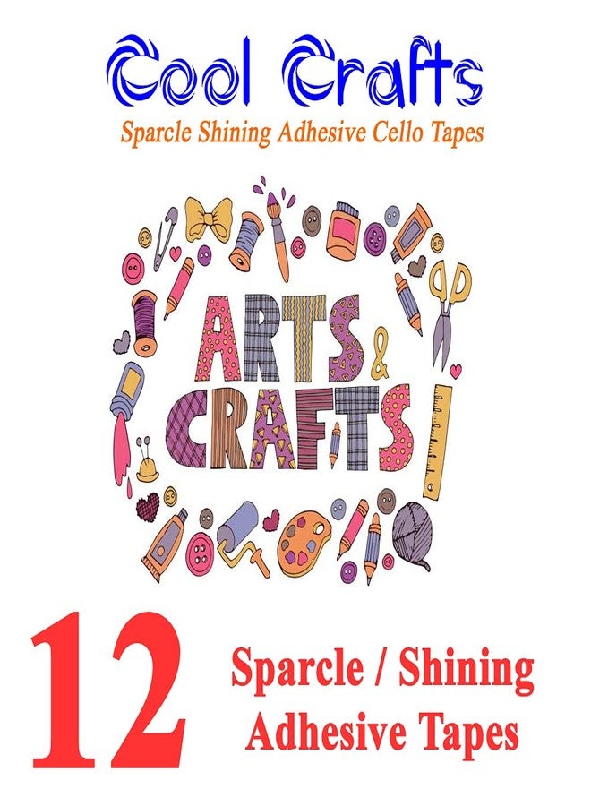 Cool Crafts شريط لامع من كول كرافتس - 12 مم × 3 أمتار، عبوة من 12 شريطًا متعدد الألوان للأعمال اليدوية، وتغليف الهدايا، وسجل القصاصات، والحرف اليدوية. - Image 3