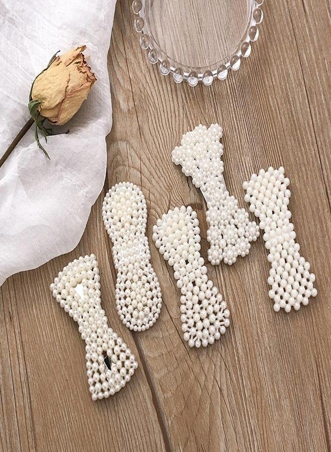 HRBS 10 Piece Korean Style Pearl Metal Hair clips, Plastic Pearl Barrettes Hairpin for Women & Girls (White) Pattern may vary, All patterns & Design will suite your everydress, Party, Birthday etc. - Image 4