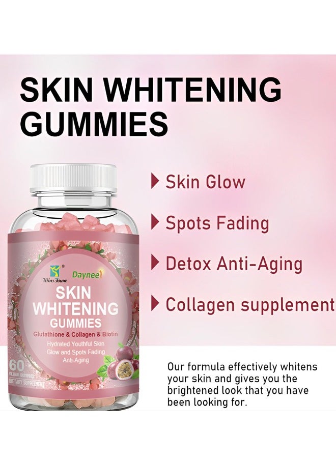 Daynee - Vegan Collagen Glutathione Skin Whitening Gummies, Unisex - Promotes Beautiful Skin, Hair, Nails & Eyelashes 60 Gummies - Image 1