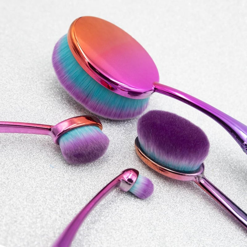 MODA Prismatic 4pc Face Makeup Brush Kit â€“ Oval Brushes Perfect for Foundation, Contouring & Highlighting with Soft Vegan Filaments - Image 3