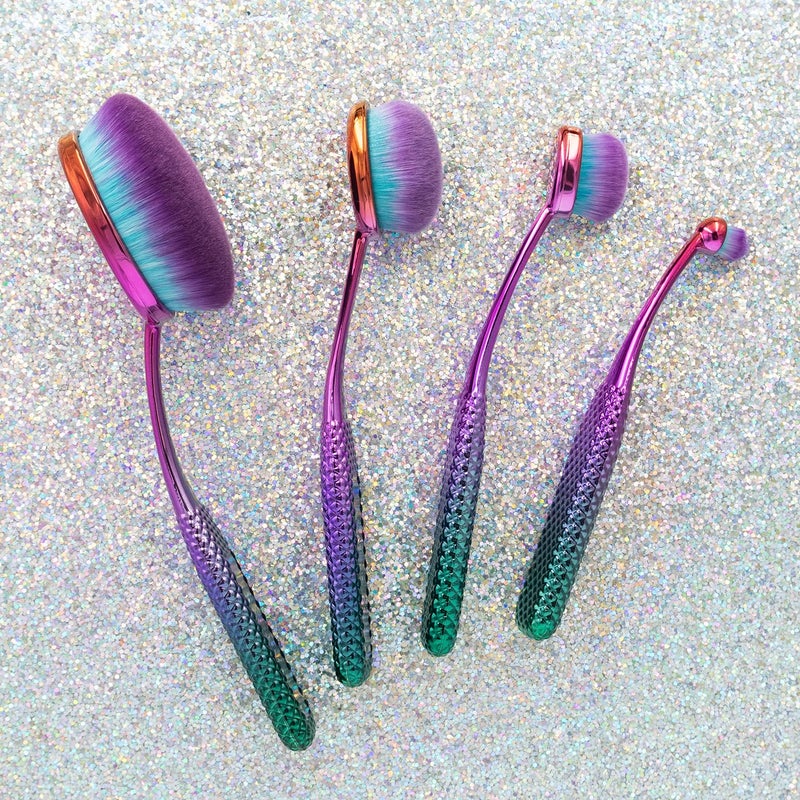 MODA Prismatic 4pc Face Makeup Brush Kit â€“ Oval Brushes Perfect for Foundation, Contouring & Highlighting with Soft Vegan Filaments - Image 2