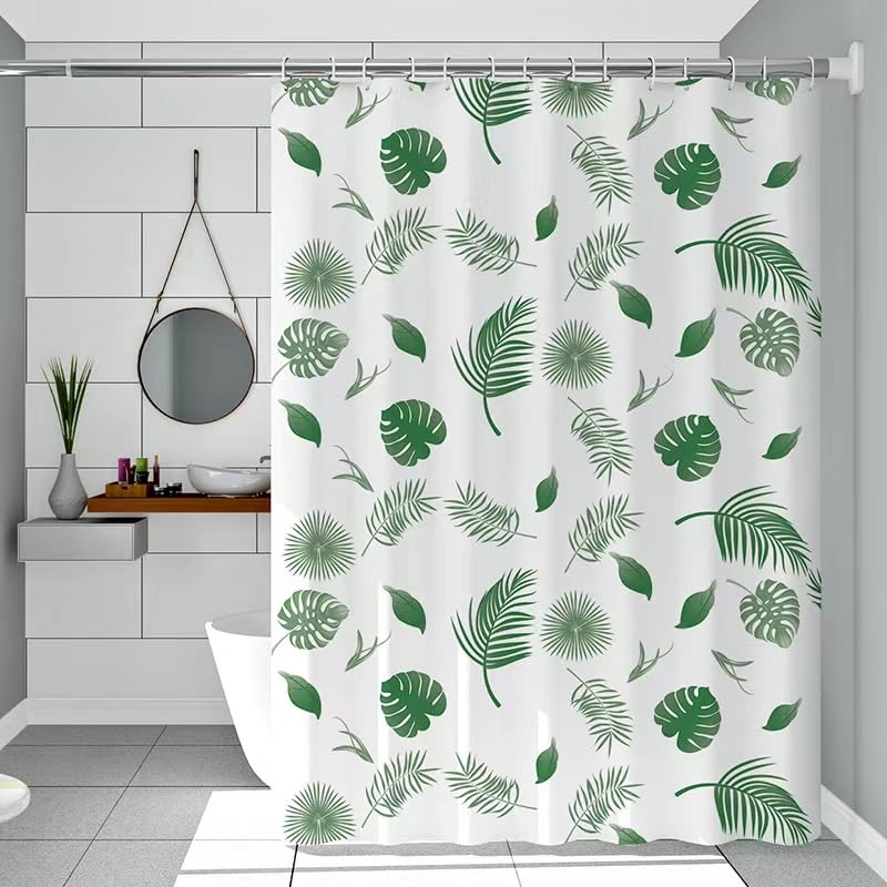 Kuber Industries Shower Curtain for Bathroom Washroom | Bath Drape | Waterproof Curtain for rain| Curtain for Balcony | Non-transparent Partition | with 12 Hooks | FQ002MC | Multicolor - Image 1