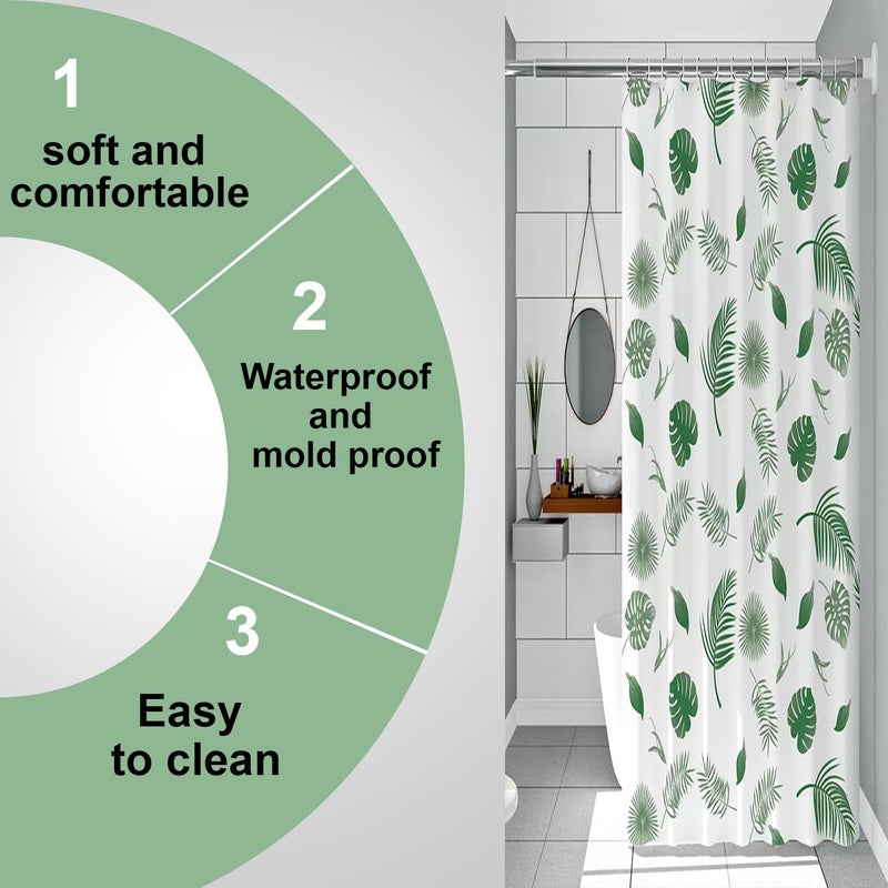 Kuber Industries Shower Curtain for Bathroom Washroom | Bath Drape | Waterproof Curtain for rain| Curtain for Balcony | Non-transparent Partition | with 12 Hooks | FQ002MC | Multicolor - Image 3