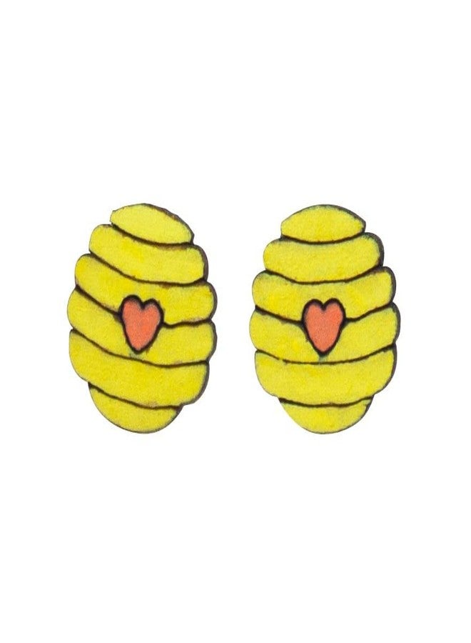 ORENAME Wooden Stud Earrings 1 Pair Set Handmade Wooden Earrings with Ear Backs for Women and Girls Different Shapes and Colors for Girls and Women(Style-3) - Image 1