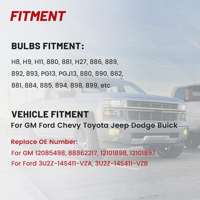 RED WOLF H8 H9 H11 880 881 Female Adapter Wire Connector Replace OEM Headlight Fog Light Wiring Harness Retrofit Pigtail for Toyota GMC Chevy Honda Jeep Ford Dodge Bulb LED Headlamp Universal Fit - Image 3