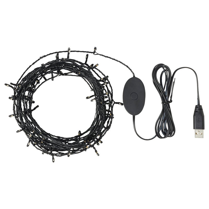 Strala Indoor LED String Lights, 100 Lights, Black, 7.5 m - Image 1