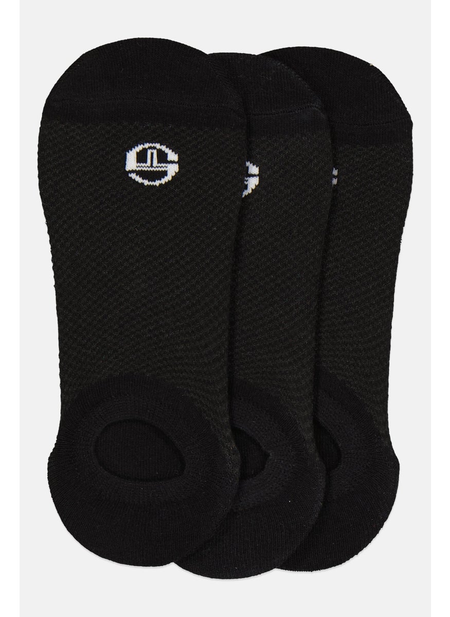 Sergio Tacchini Men 3 Pair Brand Logo Round Invisible Socks, Black  - Image 3