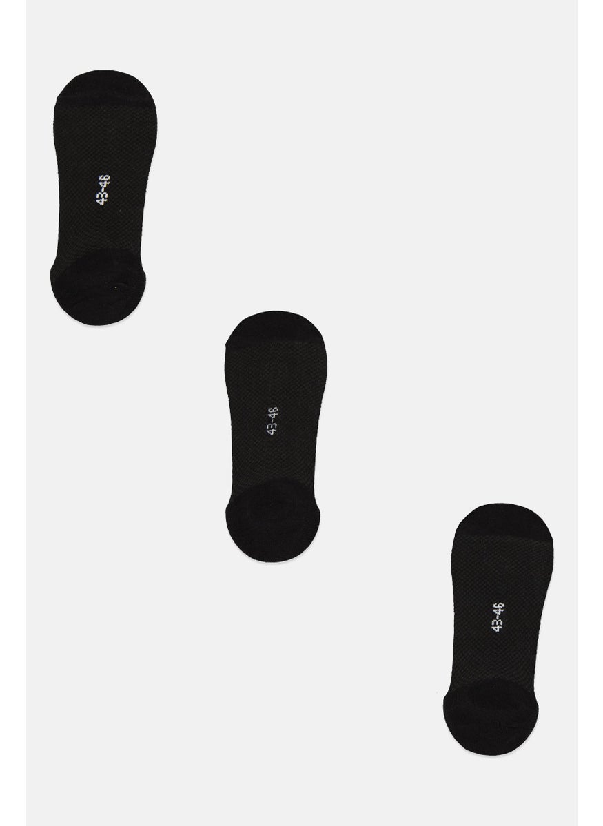 Sergio Tacchini Men 3 Pair Brand Logo Round Invisible Socks, Black  - Image 2