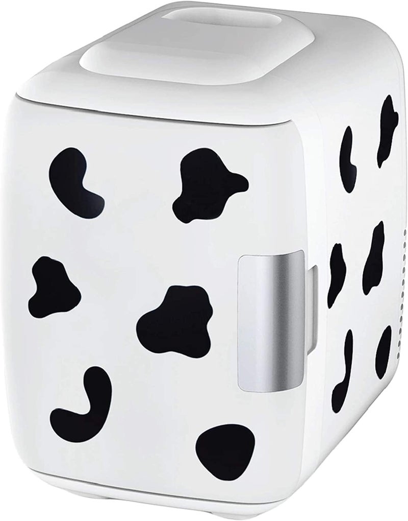 Cooluli Skincare Mini Fridge for Bedroom - Car, Office Desk & Dorm Room - Portable 4L/6 Can Electric Plug In Cooler & Warmer for Food, Drinks, Beauty & Makeup, 12v AC/DC & Exclusive USB, Cow Print - Image 1
