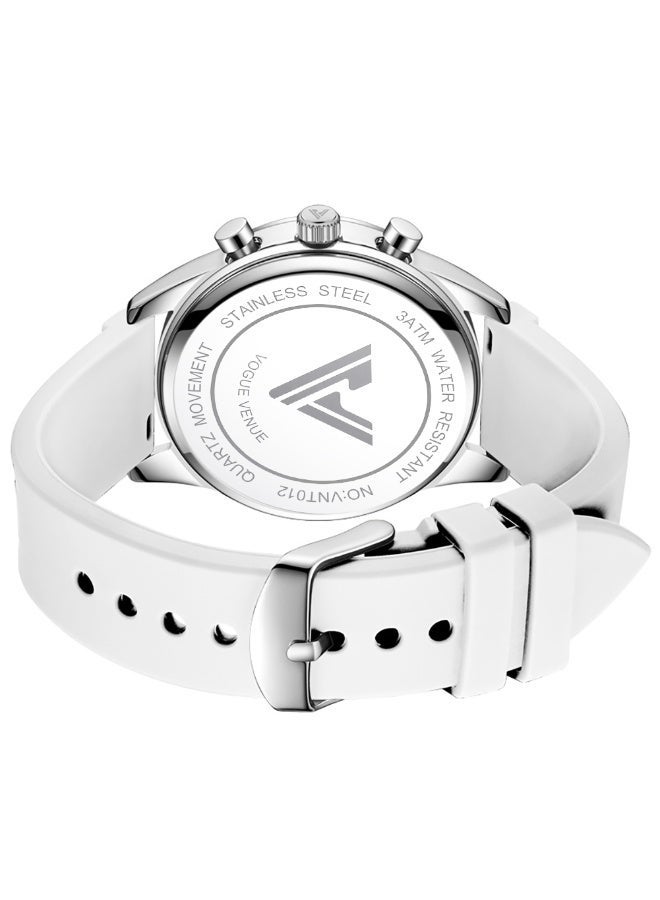 VOGUE VENUE VANTE Series Sporty White Chronograph Watch for Men with Rubber Strap by VOGUE VENUE-VNT012 - Image 3