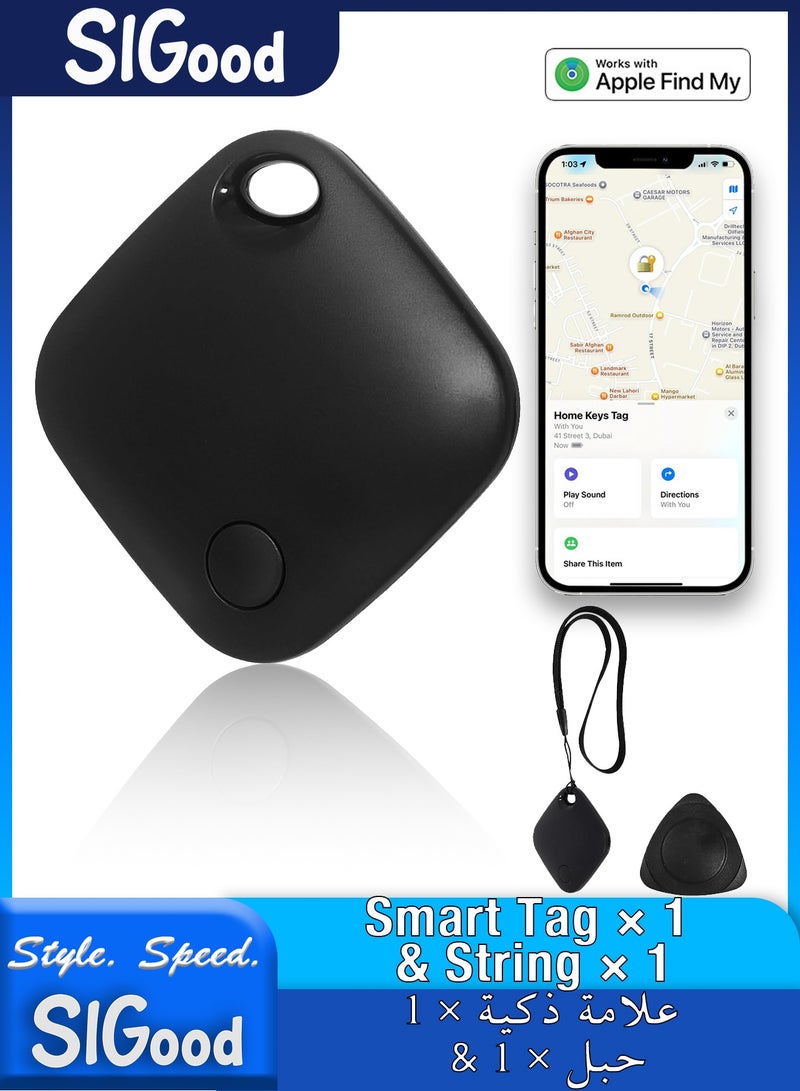 SIGood Bluetooth Smart Tracker Tag, Compatible with Apple Find My App for iOS Only, Anti-Lost Item Finder Locator for Keys, Luggage, Bags, Pet Collars and Vehicles, Black, 1 Pack - Image 1