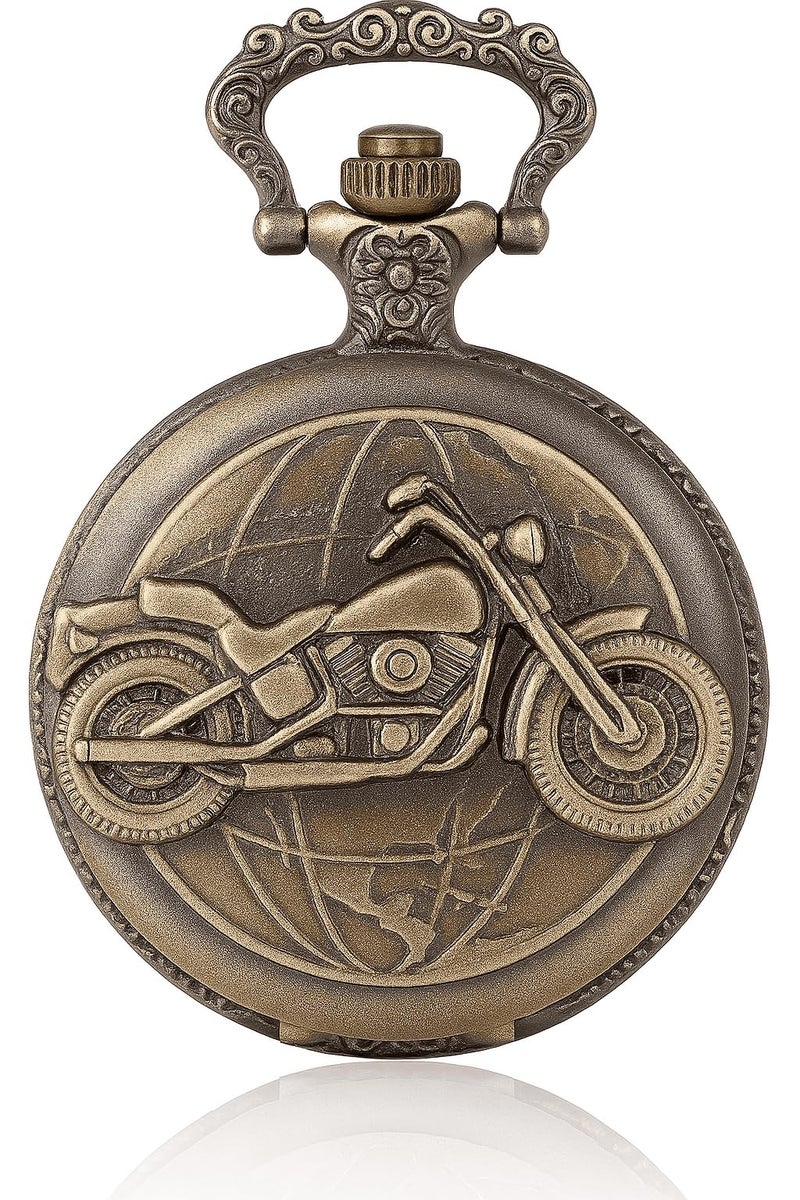 FowWelt Pocket Watch Metal Keychain Retro Vintage for Gifting With Key Ring Anti-Rust - Laddakh Bike - Image 1