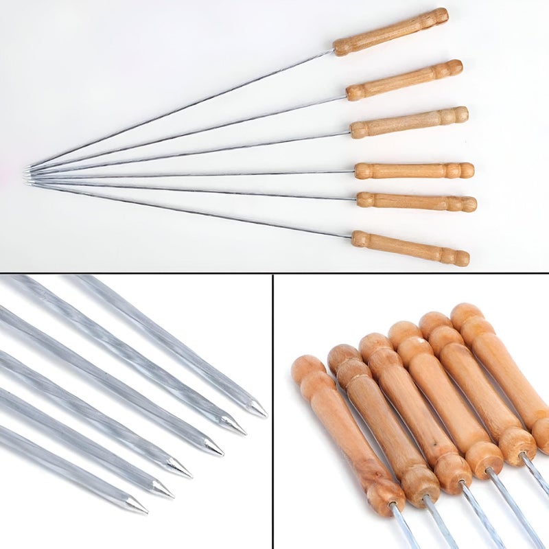 Skewers - Jumbo size BBQ skewers for grilling kebabs, shish, and kofta with 10 stainless steel roasting sticks, ideal for marshalling marshmallows, sausages, and more. - Image 4