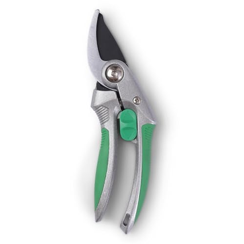 Sharpex Heavy-Duty Bypass Pruning Shears – Professional Garden Secateurs with Aluminum Handle, High Carbon Steel Blade with Teflon Coating, and Smart ABS Safety Lock (Silver) - Image 1