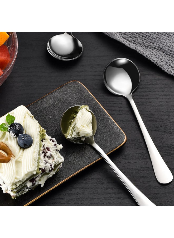 Internet Celebrity Spoon No.3 Round Spoon Golden Lotus Root Starch Spoon Home Hotel School Student Thickened Stainless Steel Spoon Spoon-Specifications:No. 3 Round Spoon Color (silver) 10g  - Image 4