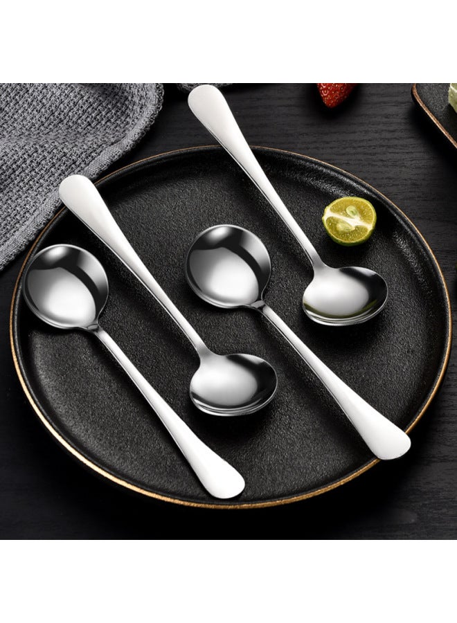 Internet Celebrity Spoon No.3 Round Spoon Golden Lotus Root Starch Spoon Home Hotel School Student Thickened Stainless Steel Spoon Spoon-Specifications:No. 3 Round Spoon Color (silver) 10g  - Image 1