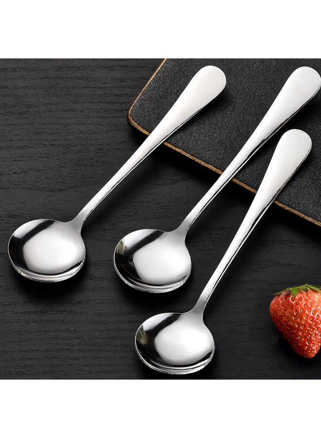 Internet Celebrity Spoon No.3 Round Spoon Golden Lotus Root Starch Spoon Home Hotel School Student Thickened Stainless Steel Spoon Spoon-Specifications:No. 3 Round Spoon Color (silver) 10g  - Image 2