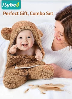 Bybeo Baby Swaddle Blanket with Lovey Towel Boys Girls Cute Cashmere Blanket Ultra-Soft Swaddling Wrap Newborn Sleeping Wraps for Infants 0-6 Months Baby Boy and Girl Shower Gift  - Image 4