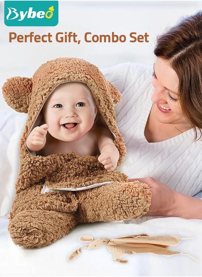 Bybeo Baby Swaddle Blanket with Lovey Towel Boys Girls Cute Cashmere Blanket Ultra-Soft Swaddling Wrap Newborn Sleeping Wraps for Infants 0-6 Months Baby Boy and Girl Shower Gift  - Image 4