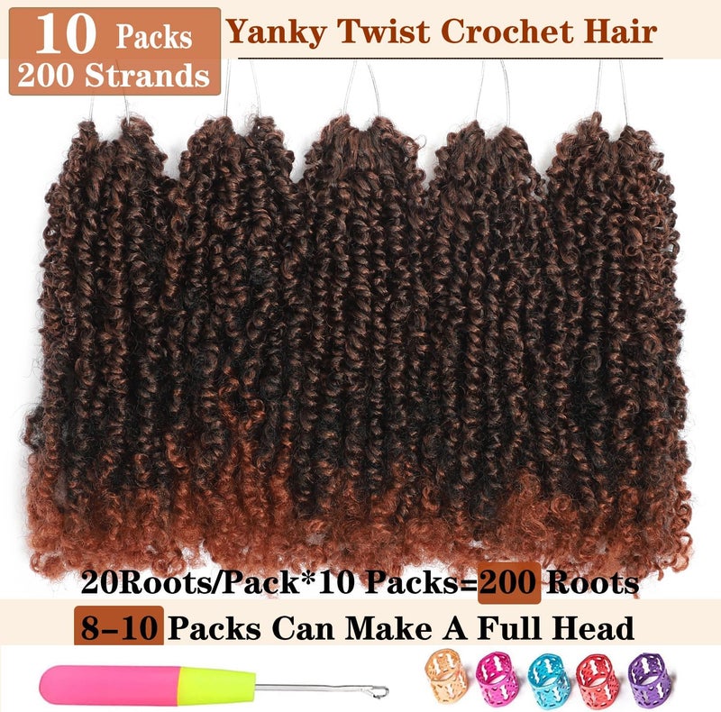 FALEMEI 10 Packs 8 Inch Senegalese Mini Braids Pre-twisted Natural Black Curly Mini Crochet Braids (T350 (Ombre Red Ginger)), 8 Inch (Pack of 10) - Image 5