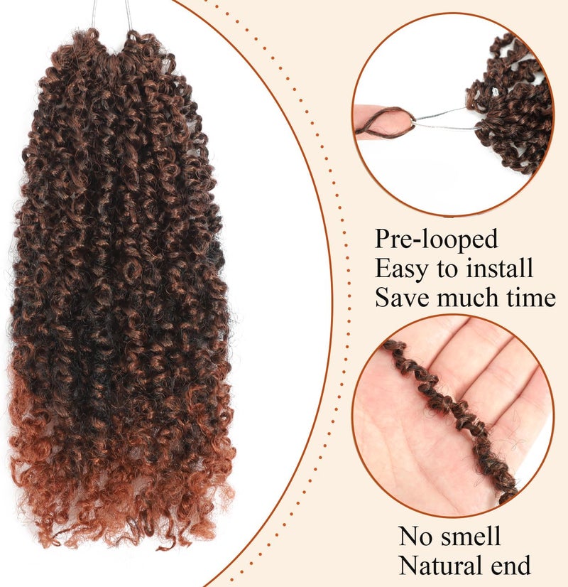 FALEMEI 10 Packs 8 Inch Senegalese Mini Braids Pre-twisted Natural Black Curly Mini Crochet Braids (T350 (Ombre Red Ginger)), 8 Inch (Pack of 10) - Image 3