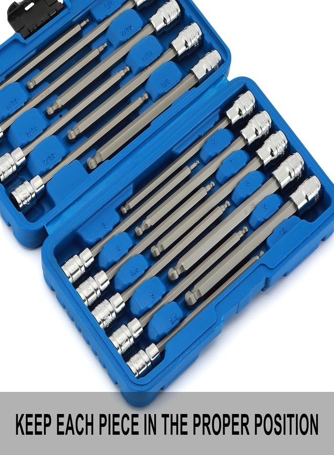 EMENTOL 18PCS 3/8" Drive Long Ball-End Hex Bit Socket Set, CR-V, S2 Steel, SAE/Metric, Extra Long Allen Bit Socket Set, 1/8 Inch - 3/8 Inch, 3mm - 10mm - Image 5