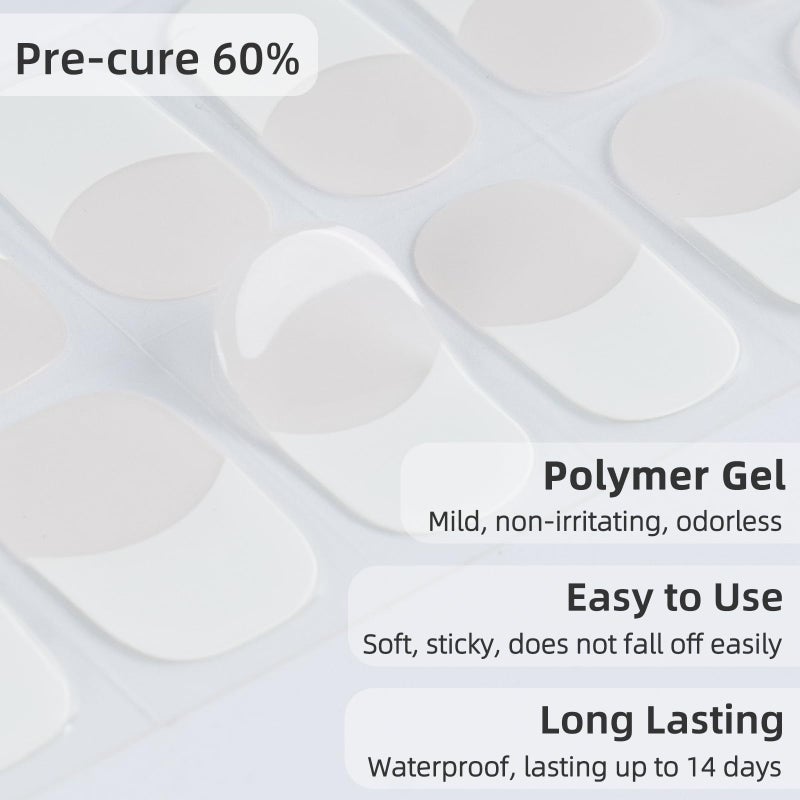 DUKASOU Semi Cured Gel Nail Strips, 28 pcs French Tip Gel Nail Stickers for Women Work with Any UV Lamp, UV Nails Stickers for Home DIY Nails Art (French) - Image 3