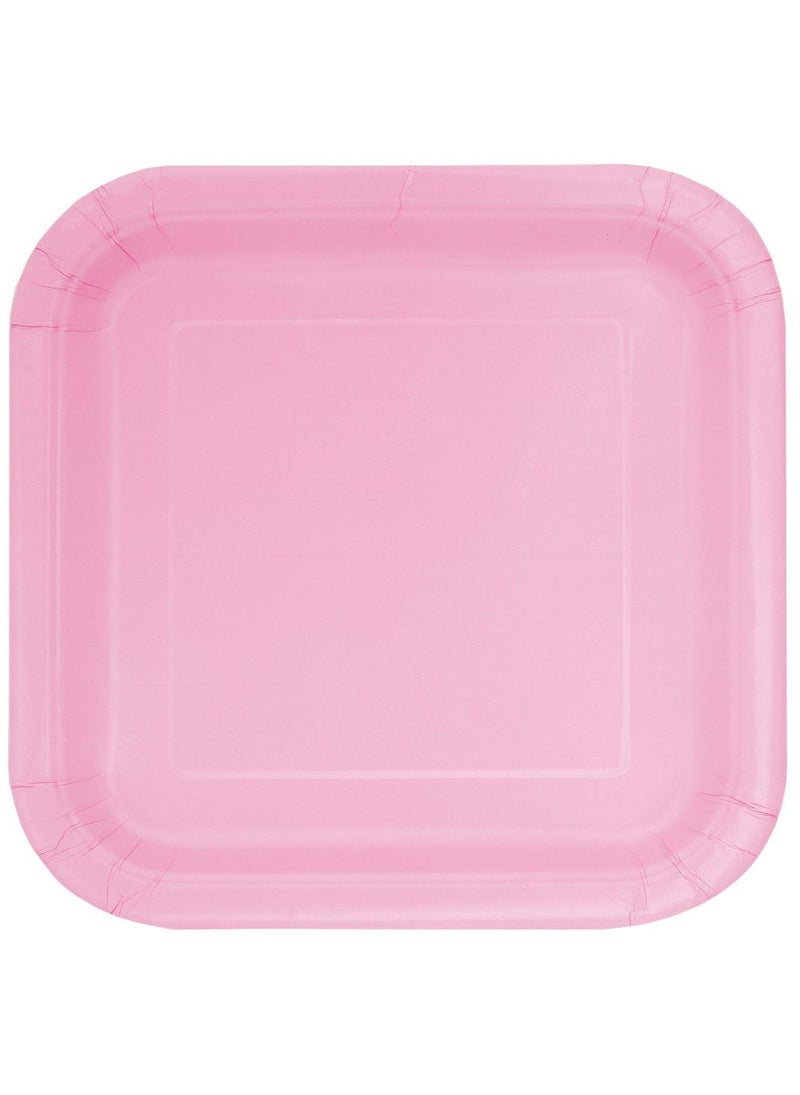 Unique Disposable Square Paper Plates Pastel Pink 17cm 16-Pack