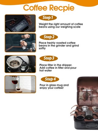 V60 Pour Over Coffee Maker 12-Piece Set | Manual Coffee Brewing Kit with Kettle, Scale & Dripper | All-in-1 Travel & Camping Coffee Gift Set - view 5