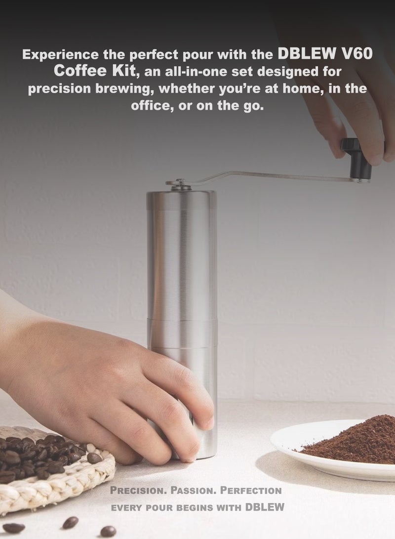 دي بلو مجموعة ماكينة قهوة V60 (12 قطعة) | طقم تحضير قهوة يدوي مع غلاية وميزان وأداة تقطير | طقم هدايا قهوة متكامل للسفر والتخييم - Image 2