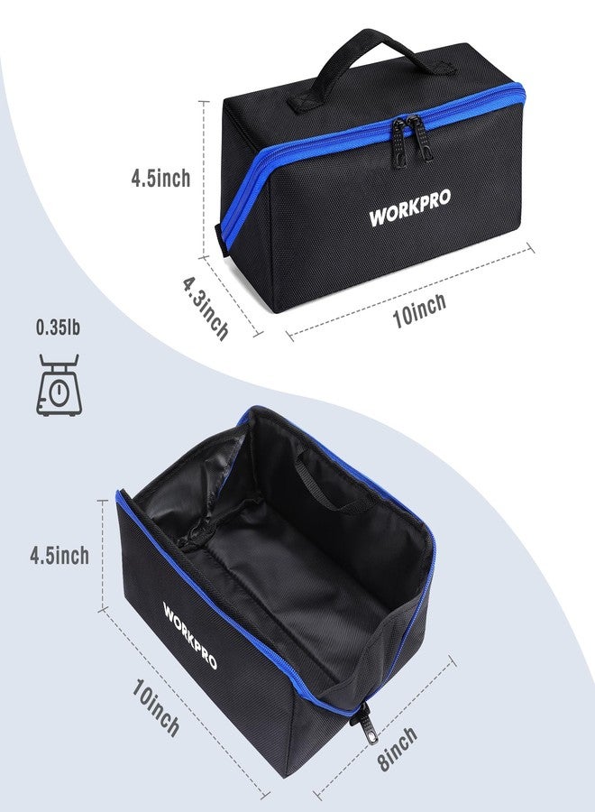 WORKPRO Tool Bag with Zipper, 10" Utility Wide Mouth Heavy Duty Tool Storage Bag, Multipurpose Zipper Tool Pouch Tote Bag for Organizer 3-pack - Image 2