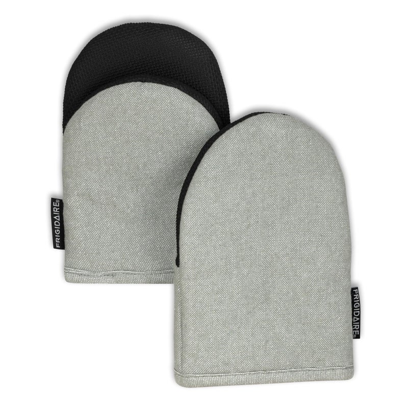 Frigidaire Sasha 2-Pack Cotton and Neoprene Mini Oven Mitts, Heat Resistant, Anti-Slip, Machine Washable, 5.25" x 8", Grey, Set of 2 - Image 1