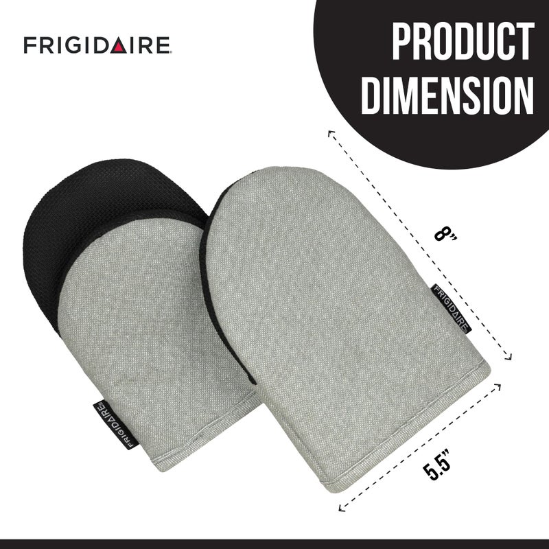Frigidaire Sasha 2-Pack Cotton and Neoprene Mini Oven Mitts, Heat Resistant, Anti-Slip, Machine Washable, 5.25" x 8", Grey, Set of 2 - Image 3