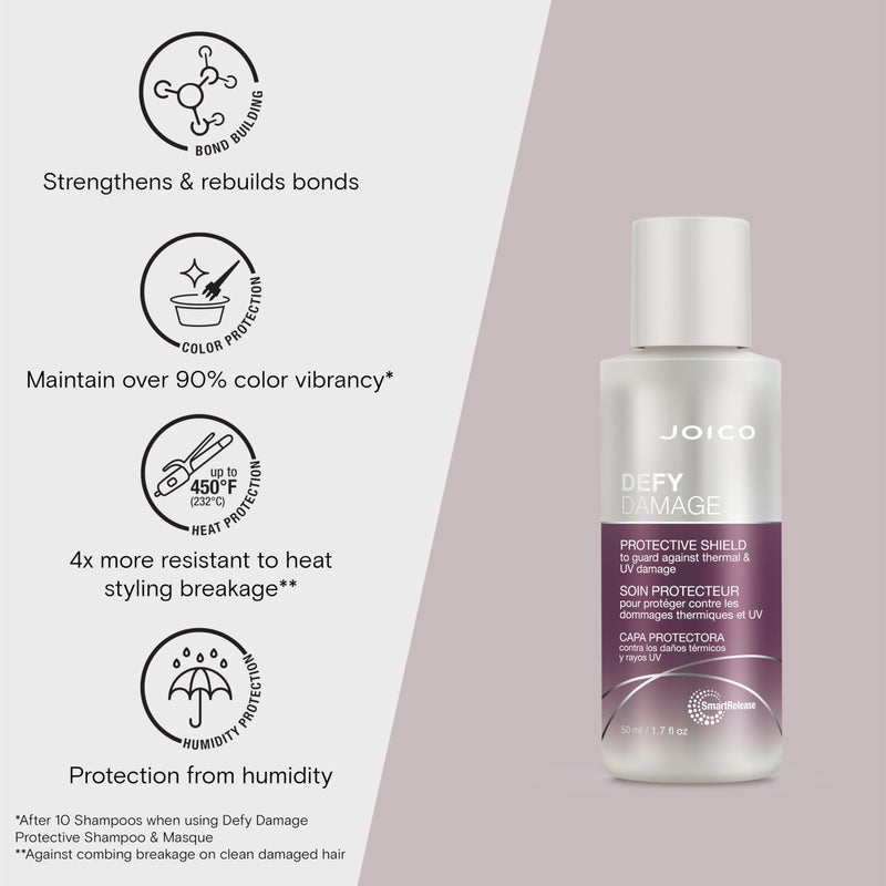 Joico Defy Damage Protective Shield | For Damaged, Color-Treated Hair | Protect Against UV & Thermal Damage | Strengthen Bonds & Preserve Hair Color | With Moringa Seed & Arginine | 1.7 Fl Oz - Image 3