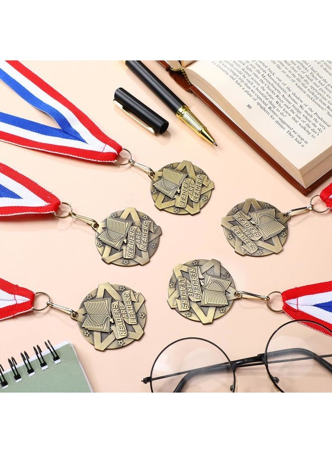 Quelay 30 Pcs 2 Inches Award Medals Bulk Readers are Leaders Medals Bulk with Neck Ribbons Metal Trophy Award Prize Gift for Tournaments, Competitions, Party, Kids and Adults - Image 4