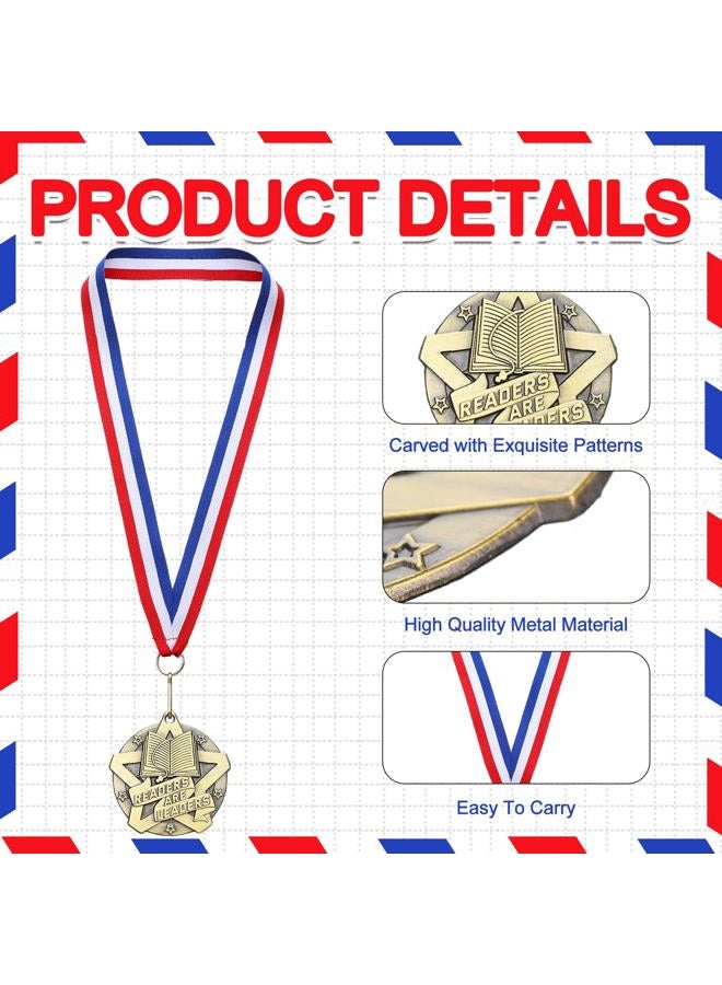 Quelay 30 Pcs 2 Inches Award Medals Bulk Readers are Leaders Medals Bulk with Neck Ribbons Metal Trophy Award Prize Gift for Tournaments, Competitions, Party, Kids and Adults - Image 3