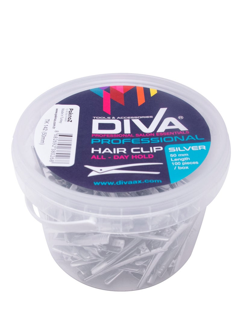 Diva Diva Hair Clip 50Mm Alum Sml Tk142 100Pcs/Box 