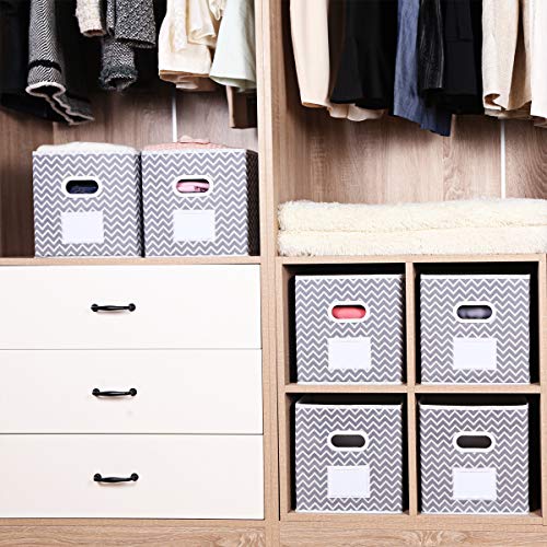 MAX Houser Fabric Cloth Storage Bins,Foldable Storage Cubes Organizer Baskets with Dual Handles for Home Bedroom Storage,Set of 6 (Grey) - Image 5