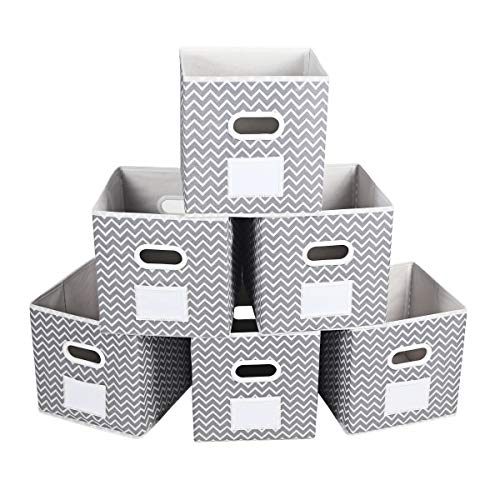 MAX Houser Fabric Cloth Storage Bins,Foldable Storage Cubes Organizer Baskets with Dual Handles for Home Bedroom Storage,Set of 6 (Grey) - Image 1